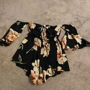 Floral off the shoulder romper